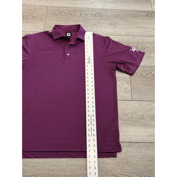 FootJoy Polo Shirt Mens Medium Pink Black Striped Casual Outdoor Golf - Picture 4 of 7